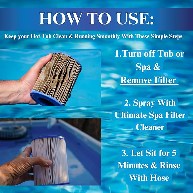 Black Diamond Stoneworks Ultimate Spa Filter Cleaner Fast-Acting Spray. Instant Clean for Hot Tub & Pool Filters Leaving Behind no Sticky Residue. Prolongs Filter Life and Pool Equipment. No Soaking
