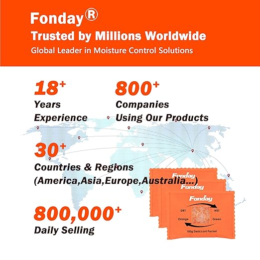 100g x 5 Packs Fonday Rechargeable Silica Gel Desiccant Packets Fast Reactivate Desiccant Bags Moisture Absorbers for Storage Bins, Suitcase, Safe, 3D Filaments, Electronics