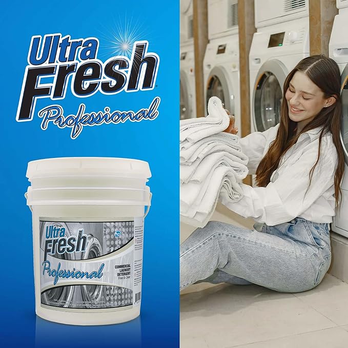 Ultra Fresh Professional Commercial Laundry Detergent, Free & Clear, 5 Gal – Liquid with Easy Dispensing Pump for All Machine Types, up to 640 Loads