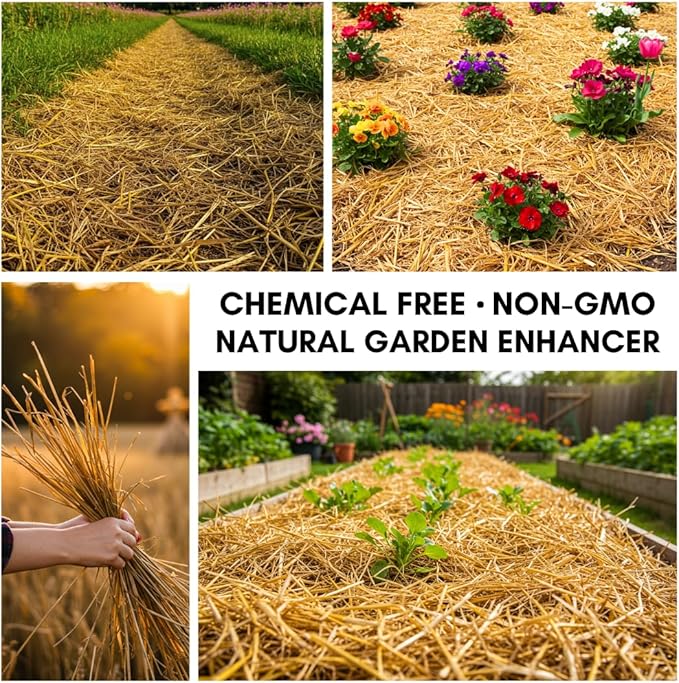 100% Natural Wheat Straw for Animal Bedding, Garden Mulch, Compost & Fertilizer, and Grass Cover (4 Pounds)