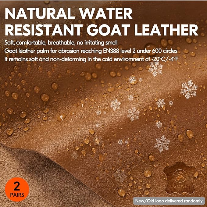 Vgo... 2-Pairs -4℉ or above 3M Thinsulate C100 Winter Warm Waterproof Light Duty Mechanic Glove, High Dexterity, Anti-abrasion, Rigger Glove (Size S, Black&Brown, GA9603FW)