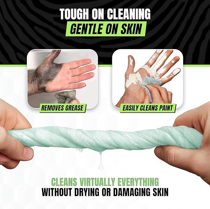 Grip Clean Heavy Duty Hand & Tool Cleaning Wipes – Waterless Hand Cleaner for Mechanics, Garage & Shop Use – Dual-Sided Grease, Oil & Paint Remover Wipes with Citrus Scent - 72ct