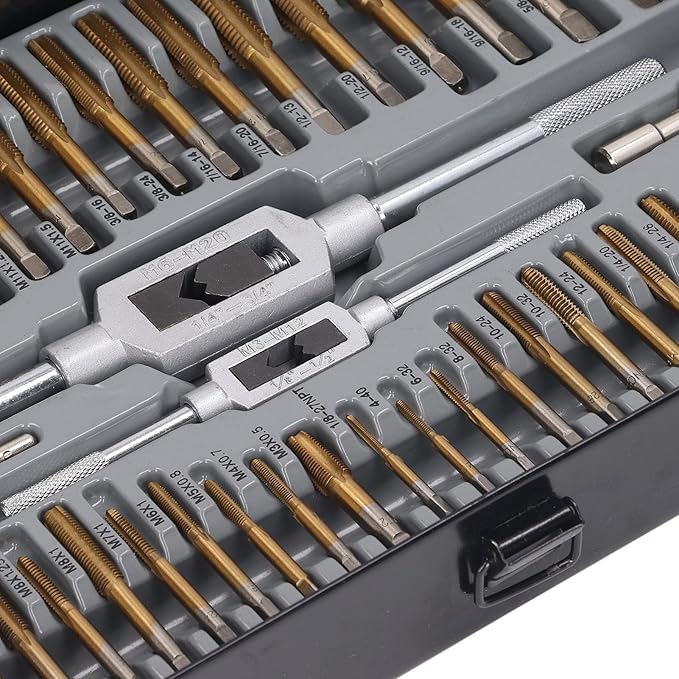 86PCS Tap Die Set Plated Carbide Essential Threading Rethreading Tool Kit for Automotive and Mechanical Repairs