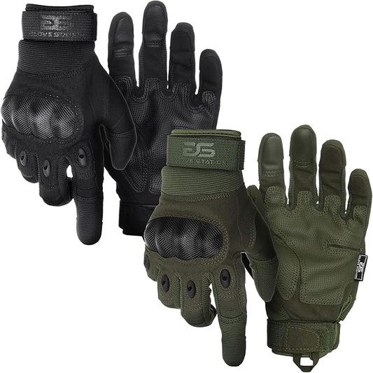 Glove Station Tactical Gloves for Men – Touchscreen Utility Gear with Hard Knuckle Protection Used in Motorcycle, Airsoft, Combat, Police, Shooting & Outdoor Work