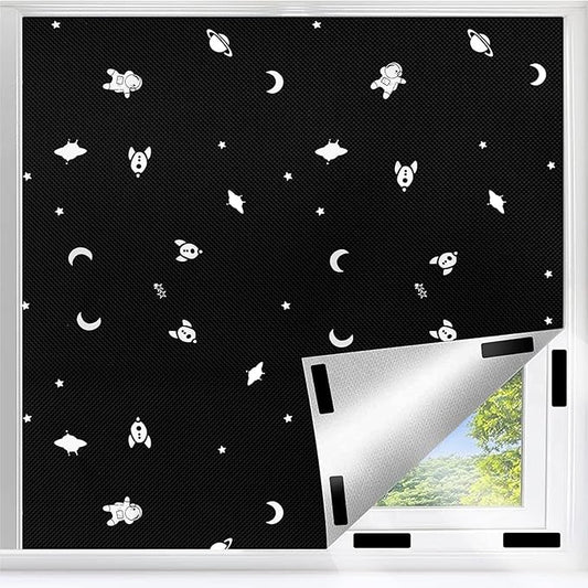 Aviation Blackout Curtains, 100% Blackout Shade for Window,No Drill Blackout Shades, 118x57'' Space Themed Curtains for Bedroom, Travel, Baby Rooms (Aviation & Space)