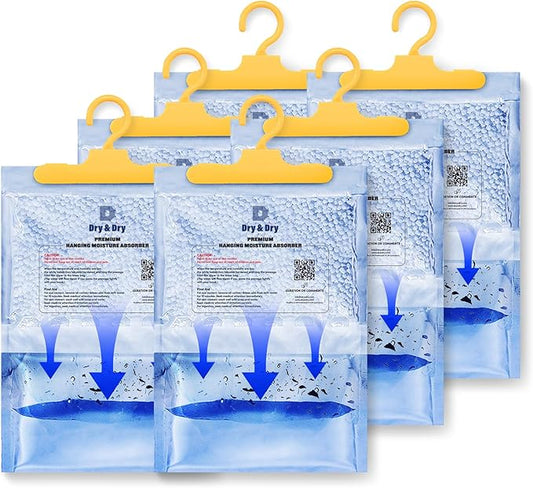 Dry & Dry 6 Packs [Net 7 Oz/Pack] Moisture Absorbers Dehumidifiers for Home Dehumidifier for Basement for Bedroom Small Dehumidifiers - Moisture Absorbers