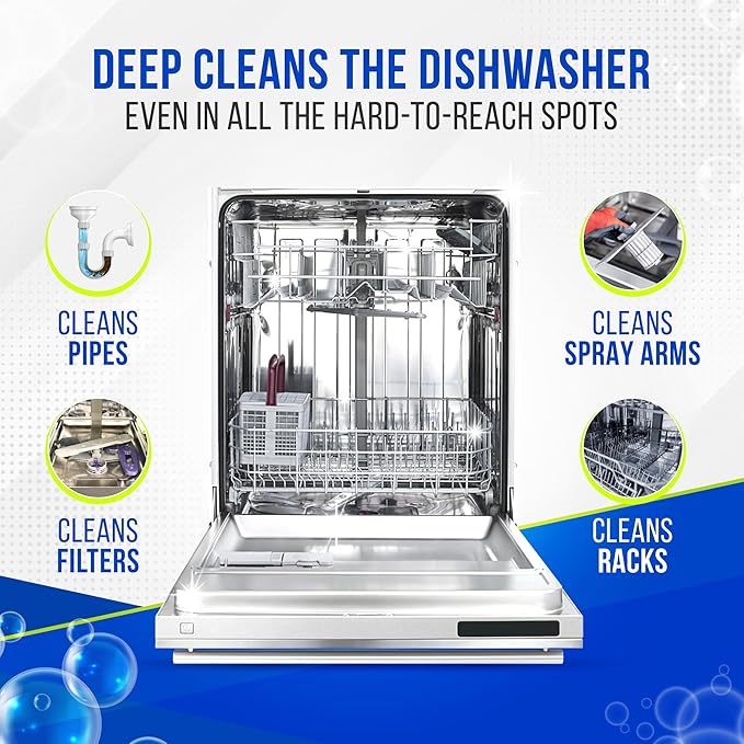 Dishwasher Cleaner and Deodorizer Tablets 26-Pack, Deep Cleaning Descaler for Dishwasher Machine, Heavy Duty, Septic Safe, Removes Grease & Build-ups, 1 Year of Cleaning Supplies (Unscented)