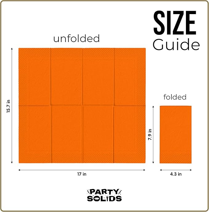 Orange Dinner Napkins Disposable 8" x 4" Folded - 40 Pcs 2 Ply Orange Napkins Disposable Paper Guest Towels for Bathrooms, Dinners, Everyday Parties & Party Supplies