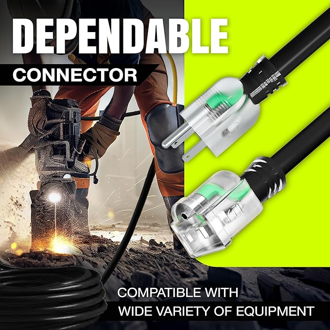 200ft Outdoor/Indoor Extension Cord 10/3 Gauge Ultra Heavy Duty 3 Prong SJTW, Waterproof, Flexible Cold-Resistant Long Power Cord,10A 125V 1000W, Black by LifeSupplyUSA