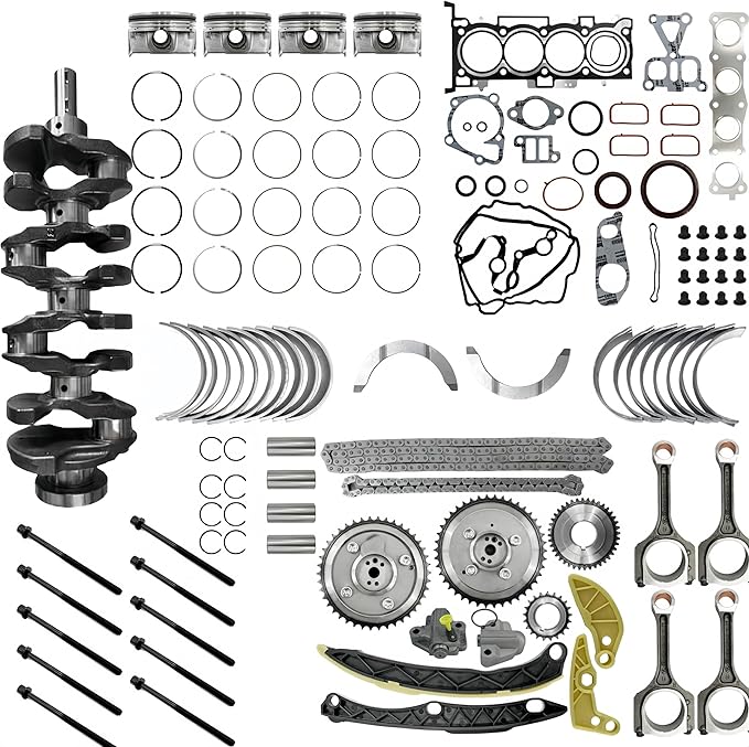 G4KJ 2.4L Engine Rebuild Overhaul Kit w/Crankshaft, Timing Chain Kit, Head Gasket Set & Pistons Fits for Kia Sportage; for Hyundai Sonata Santa Fe Sport Replace#23111-2G200 21020-25150 23040-2G510
