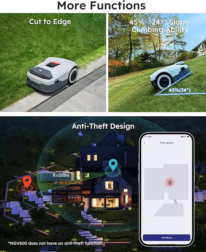 ANTHBOT Genie3000 Robot Lawn Mower - NO Wire, Full Band RTK+4-Eye Vision Robotic Lawnmower for 0.91 Acre, Auto Mapping, Multi-Zone Management, Accurate Obstacle Avoidance, Intelligent Path Planning