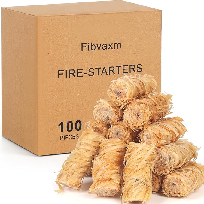 100 Counts Fire Starter, for Campfires, Fireplace, BBQ, Fire Pit, Pizza Oven, Pellet Stove & Wood, Smoker - Fire Starters for Grill, Waterproof - Natural Quick Light Wood Charcoal Fire Starter