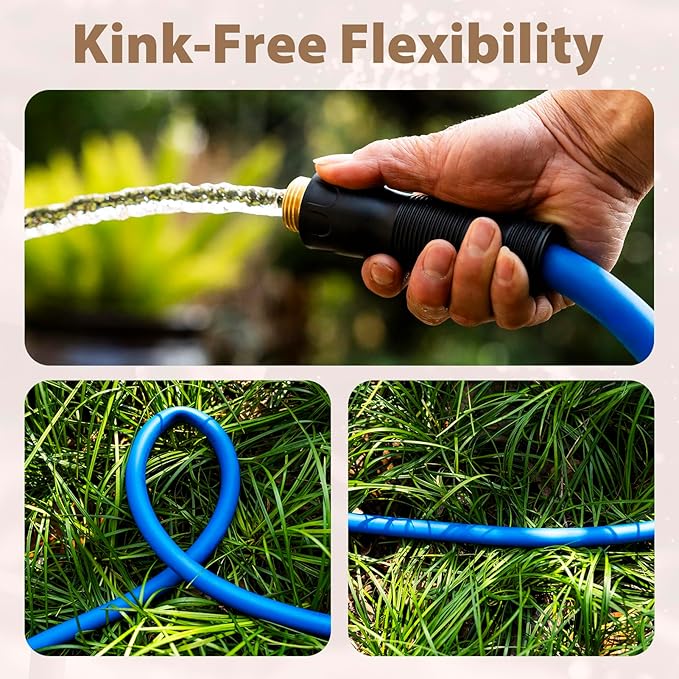 5/8" Hot/Cold Water Hose 75ft, -50℉ To 190℉ Heavy Duty,Flexible,Burst 600 Psi 3/4" Brass Fittings with Swivel Grip Handle for Outdoor,Yard, Farm, Blue