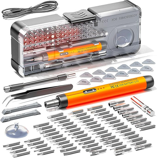 Mini Electric Screwdriver Set 88-IN-1: UnaMela Small Electric Screwdriver Cordless - 88 Precision Bits, LED Light, Magnetic Power Screwdriver Repair Tool Kit for PC RC Electronics
