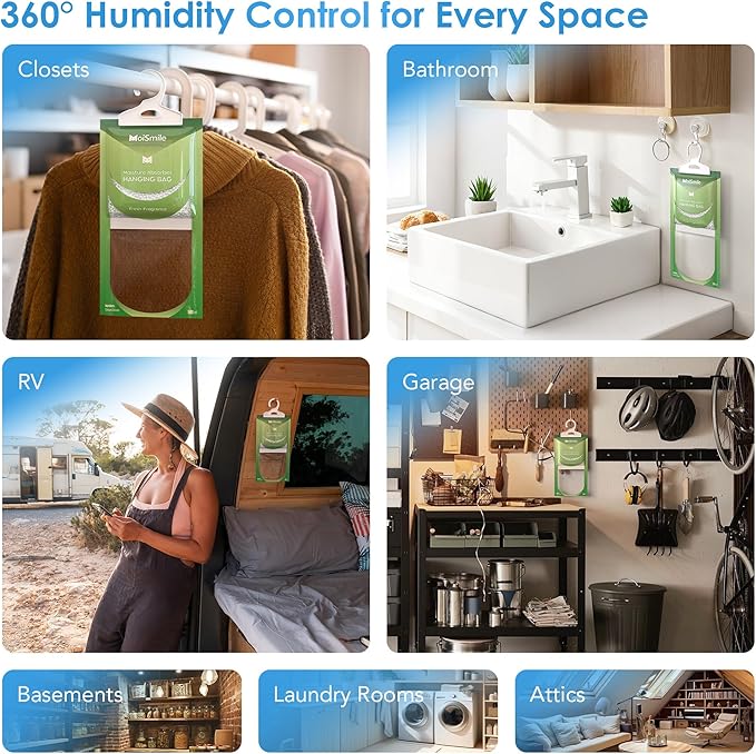 Moisture Absorbers Bag, Hanging Closet Dehumidifier Bags for Car, Bathrooms, Humidity Packs with Fresh Fragrance, 9.8OZ, 10 Pack