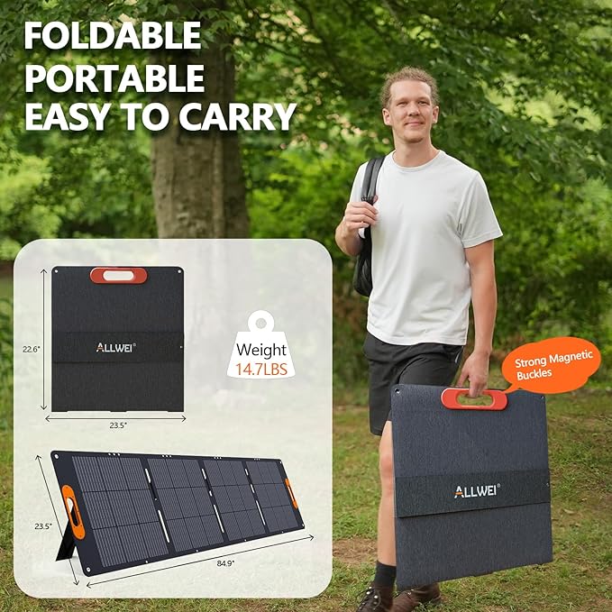 ALLWEI LiFePO4 Portable Power Station 2400W(Surge 4800W) with 1x 200W Solar Panel Included, Fast Charge in 1.5H, 4 AC Outlet, 2048Wh Solar Generator for RV Camping Emergency Outdoor Home Use