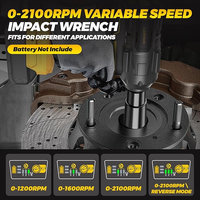 Cordless Impact Wrench for De-Walt 20V Battery, 1/2" High Torque Impact Gun, 900Ft-lbs(1200N.m) Brushless Power Impact Driver with 4-Mode Speed, LED Work Light (Battery NOT included)