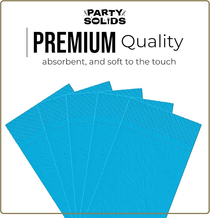 Turquoise Dinner Napkins Disposable 8" x 4" Folded - 40 Pcs 2 Ply Turquoise Napkins Disposable Paper Guest Towels for Bathrooms, Dinners, Everyday Parties & Party Supplies