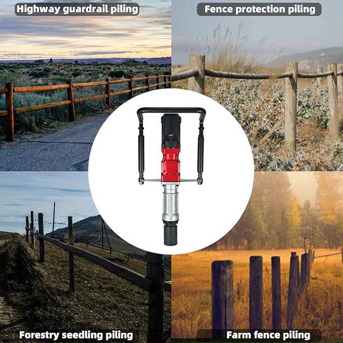 Electric Pile Driver Hammer 2200W Electric T Post Driver, 110V Handheld Pile Driver, 2100 BPM Sufficient Power, Ideal for Fence Post Construction Site, Farm Fences, Forestry Seedlings