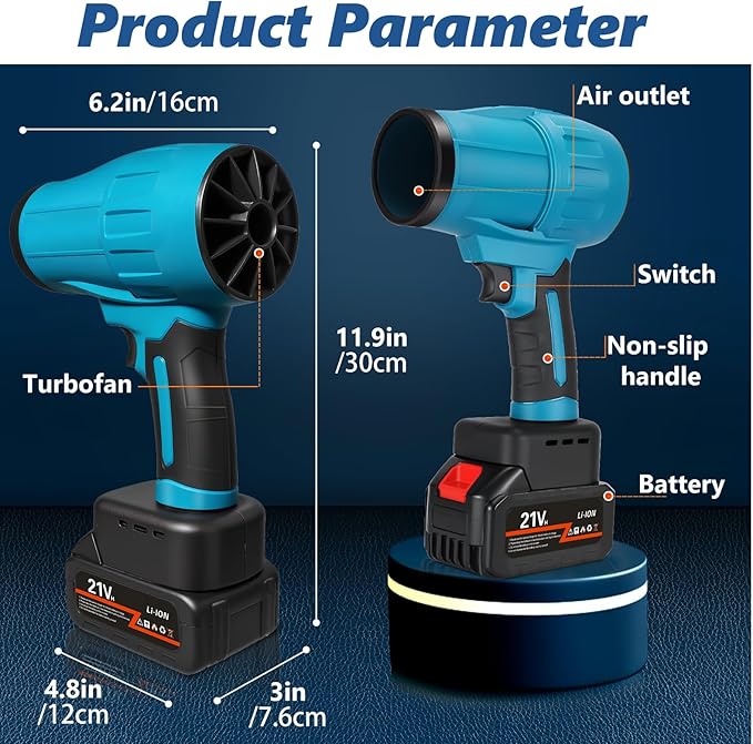 Cordless Leaf Blower, Portable Handheld Electric Turbo Jet Blower with Adjustable Speed, 2 x 4.0Ah Batteries for Lawn Care, Patio Cleaning, Blowing Leaves, Lightweight and Powerful Dust Cleaner