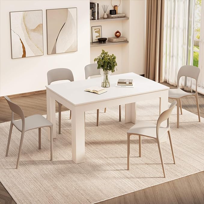 Mobili Fiver, Easy, Extendable Dining Table, 55.1(86.6) x35.4 in, Ashwood White, Made in Italy