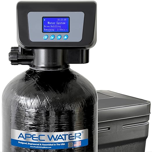 APEC SOFTENER-HE-30-FG Water Softener, Treats Whole House 1-3 bathrooms, 30K Grains, Luxurious Spa Quality Soft Water, Highly Efficient Digital Control Microprocessor