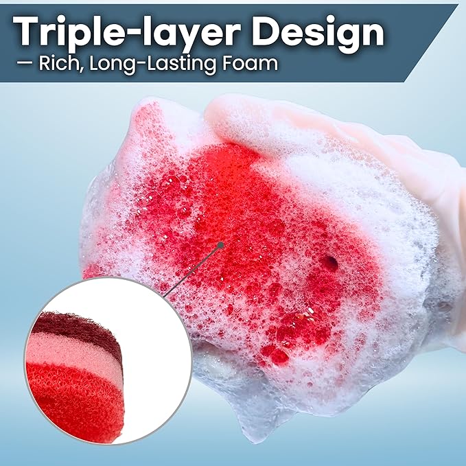 5 Pack Multipurpose Dual Sided Triple Layer Dish Sponges Kitchen | Boil Safe Scratch Free Odor Resistant Extra Durable | Flexible and Durable Design for Long Lasting Use (5, Fish)