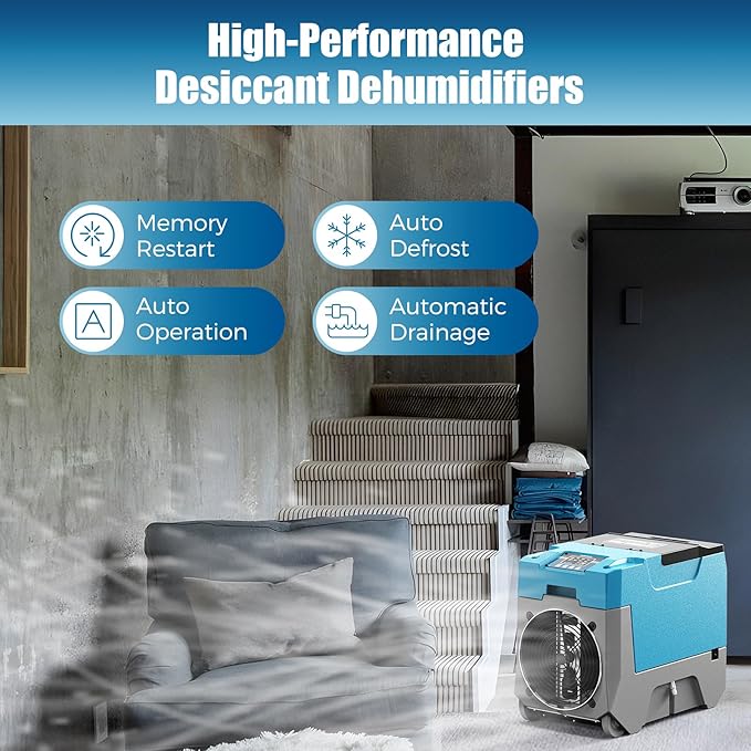 ARGENDON 180 PPD Commercial Dehumidifiers, Crawl Space Dehumidifier with Pump, Auto Defrost, Memory Starting for Home/Industry Use, Water Damage Restore, Garage, Basement, Limited 5-Year Warranty