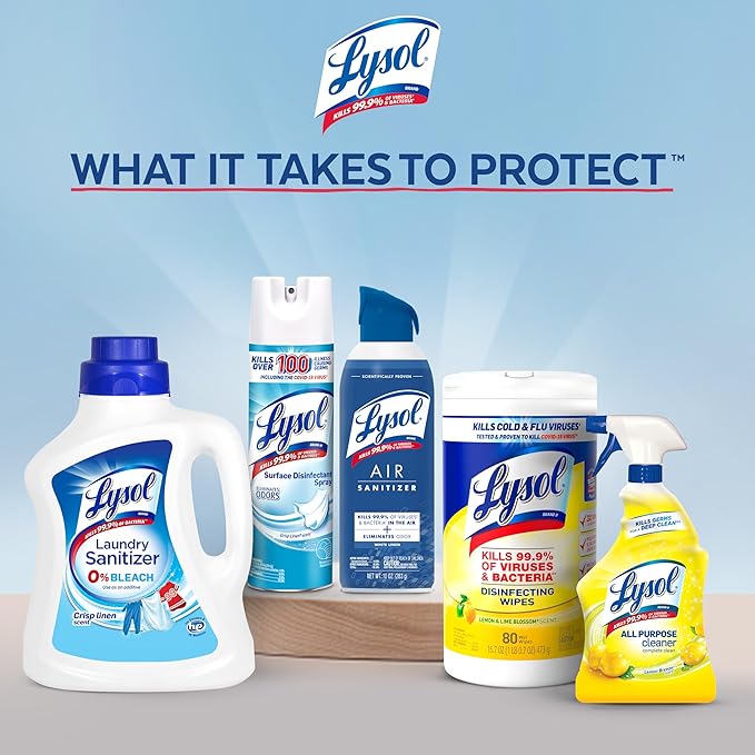 Lysol All Purpose Cleaner Spray, Multi-Purpose Disinfecting Spray, Kitchen & Bathroom Cleaner, Lemon Breeze Scent, 32 Fl Oz (Pack of 2)