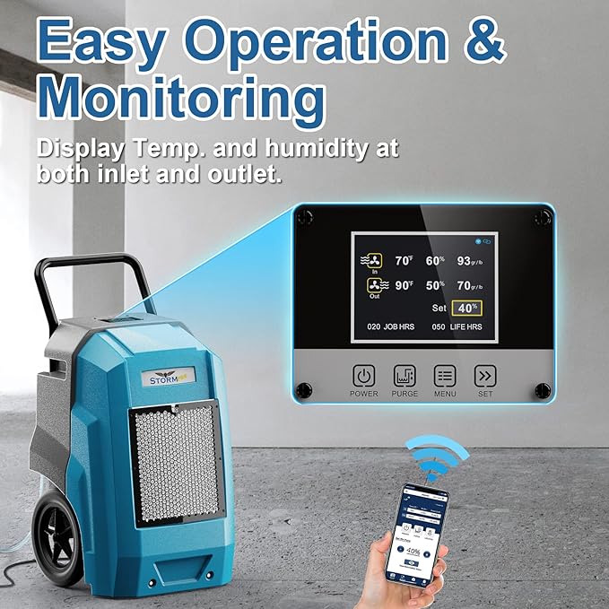 ALORAIR 180 Pints Smart WiFi LGR Commercial Dehumidifier with Pump Drain Hose, 2,300 Sq.Ft Dehumidifier Portable Industrial Dehu with Wheels for Water Damage Restore, Basements, Garages, and Job Sites