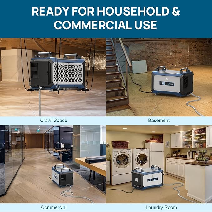 ARGENDON Crawl Spaces Dehumidifier with Pump and Drain Hose, 145 Pint Commercial Dehumidifier for Basement, Large Spaces, Auto Defrost, Compact, 5 Years Limited Warranty