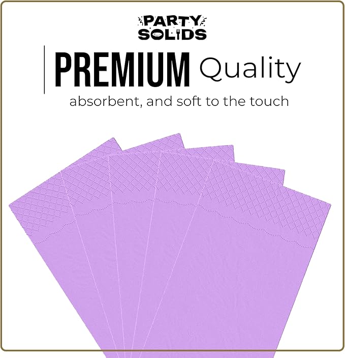 Lavender Dinner Napkins Disposable 8" x 4" Folded - 40 Pcs 2 Ply Lavender Napkins Disposable Paper Guest Towels for Bathrooms, Dinners, Everyday Parties & Party Supplies