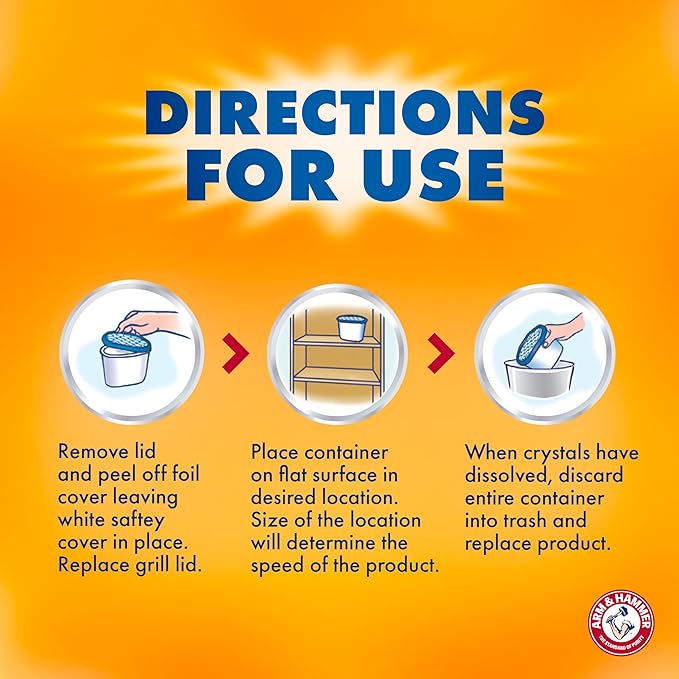 Arm & Hammer Essentials Disposable Moisture Absorber and Odor Eliminator Tub, Linen Fresh, 1 lb., 3-Pack, Attracts and Traps Excess Moisture, Ideal Closet Non-Electric Dehumidifier