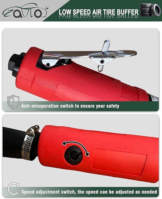 2500rpm Low Speed Air Tire Buffer Tire Repair Kit Polishing Cleaning Tool 35 mm Pneumatic Automatic Buffing Wheel Machine Tire Patch Tools Rear Exhaust