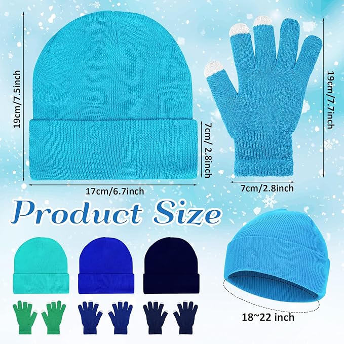 Kenning 56 Pcs Winter Beanies and Gloves Combo Kit Include 28 Pair Winter Gloves 28 Pcs Knitted Beanies Unisex Hats for Adult