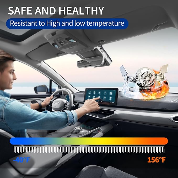 Car Air Freshener, Solar Energy Rotating Aromatherapy Al Alloy Diffuser,Long-Lasting Fragrance，Interior Decoration Accessories Diffuser for Car and Home（Silver）