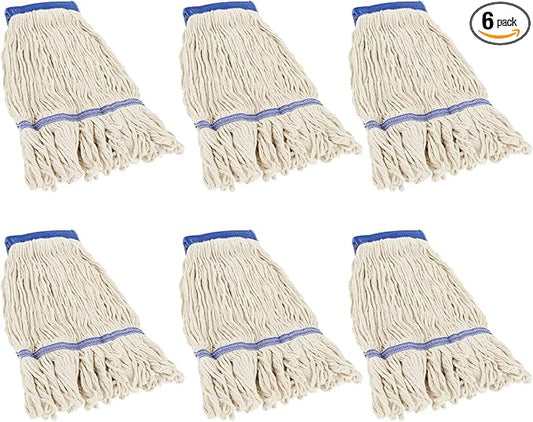 CertBuy 6 Pack Mop Head Replacement, Mop Heads Commercial Replacement Heavy Duty String Mop Refills Mop Head Replacement for Home Industrial and Commercial Use Cleaning (White)