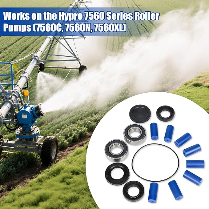 3430-0381 Super Roller Repair Kit Compatibility with Hypro 7560 8-Roller Pump, Consists of 8 Rollers, 2 Vontoni Seals, 1 O-Ring, 2 Bearings and 2 Bearing Caps