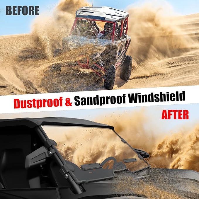 PC Clear Full Windshield for Honda Talon 1000R 1000X 1000X-4 (2019-2024), Hard-coated Full Poly Vented Windscreen, Transparent Front Windshield, Dustproof Scratch Resistant Windscreen