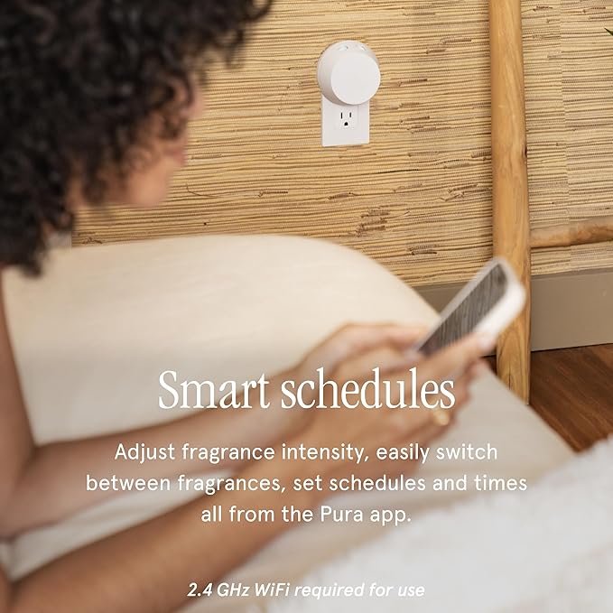 Pura - Smart Home Fragrance Device Starter Set - Pura 4 - Scent Diffuser for Home - Includes Fragrance Aroma Diffuser - Square Box, Cinnamon Woods and White Pumpkin Scent Refills