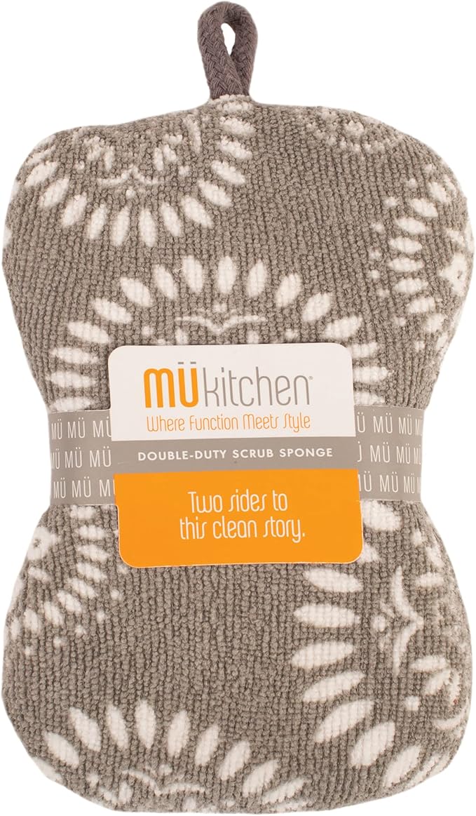 MÜkitchen Premuim Sponge for Dishes and Household Cleaning | Microfiber Print and Non-Scratch Scrub Pad | Set of 4 | (Medallion)