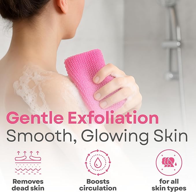 Premium 2X African net Sponge Authentic Exfoliating Body Scrubber for Shower Long Quick Dry 100% Nylon Deep Cleansing Back and Pore Scrubber Bath Sponge for Shower
