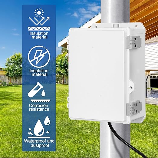 Electrical Junction Box 11"x7.4"x5" ABS Waterproof Enclosure Plastic Weatherproof Project Box with Internal Mounting Panel Hinged Cover (Grey Plastic)