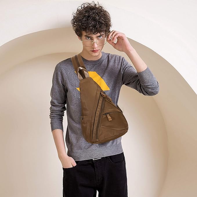 KL928 Nylon Sling Bag - Small Crossbody Backpack Shoulder Casual Daypack Multipurpose Rucksack for Men Women