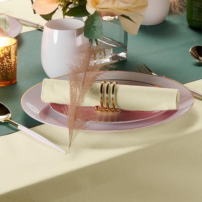Linen-Feel Colored Paper Napkins - Decortive Cloth-Like CREAM Luncheon Napkins - Soft And Absorbent. For Kitchen, Party, Wedding, Dinner Or Any Occasion. (Pack of 50)