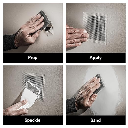 3M High Strength Small Hole Repair Kit, Inlcudes Spackling Compound, Putty Knife, Sanding Sponge, and Self-Adhesive Patch, For Hole Repairs Up To 3" in Diameter, Easy Wall Repair (SHR-SIOCKIT)