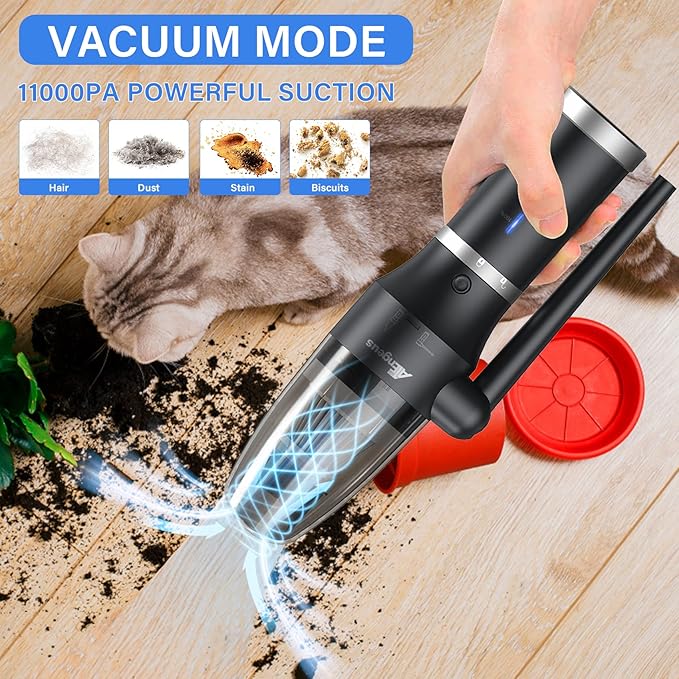ATEngeus Compressed Air Duster & Vacuum, 77000 RPM Cordless Air Duster, 3 in1 Air Blower, Detachable Battery, Replaces for Air Cans, Keyboard Cleaner, Vacuum Cleaner for pc