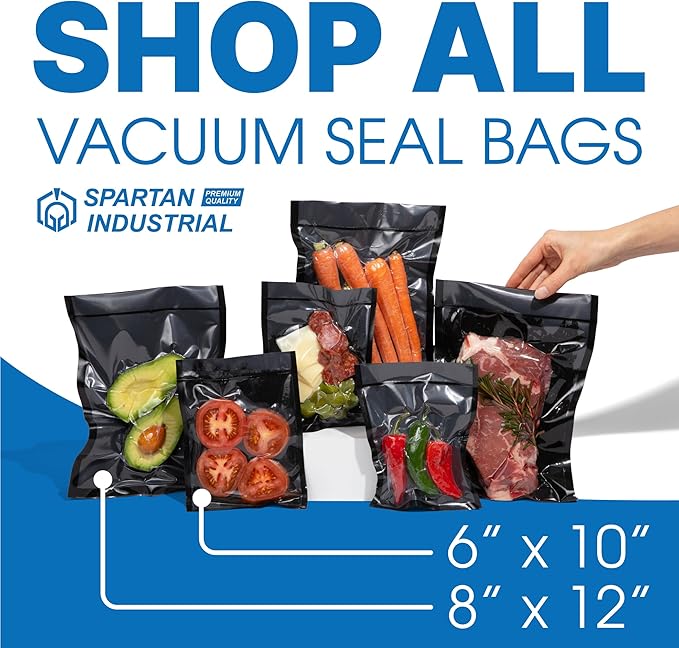 Spartan Industrial 6" X 10" Vacuum Sealer Bags - 100 Count BPA-Free Food Storage Bags for Marinating, Freezing, Sous Vide Cooking