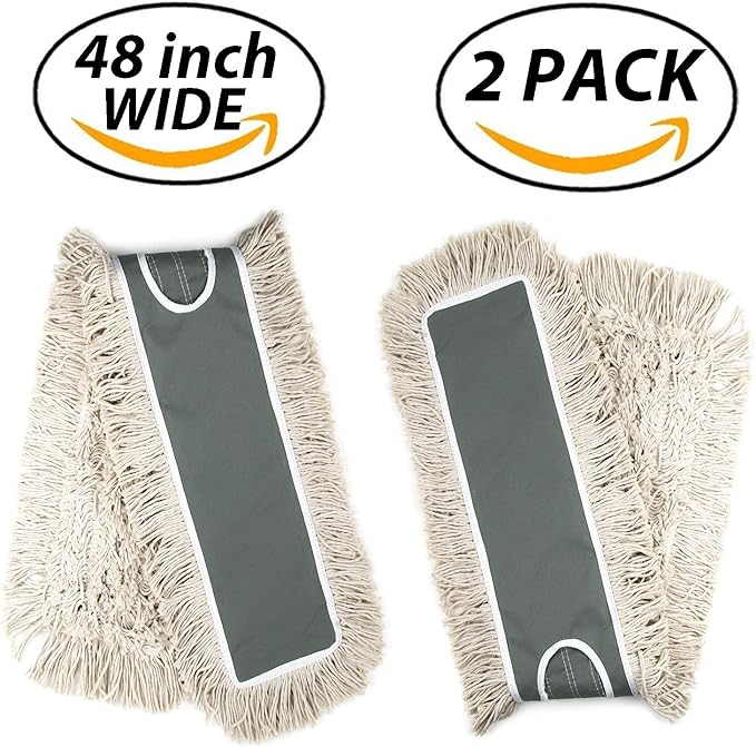 2 Pack of 48" Cotton Refills for Industrial Class Floor Dust mop Series Can be fit with Others (2 Pack of 48" Cotton Refill)