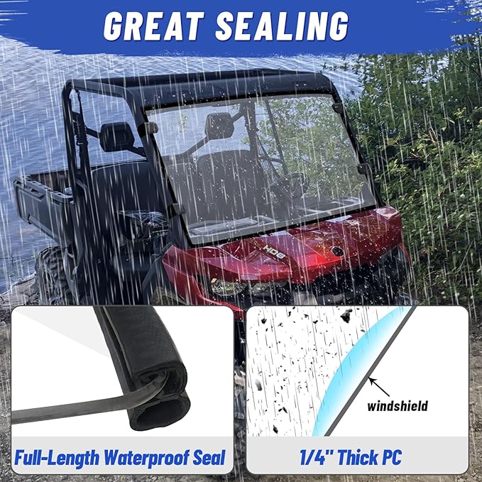 StarknightMT Scratch-Resistant Defender Windshield - UV-proof Full Front Windshield Compatible with Can Am Defender MAX HD5 HD8 HD10 2016-2024 2025